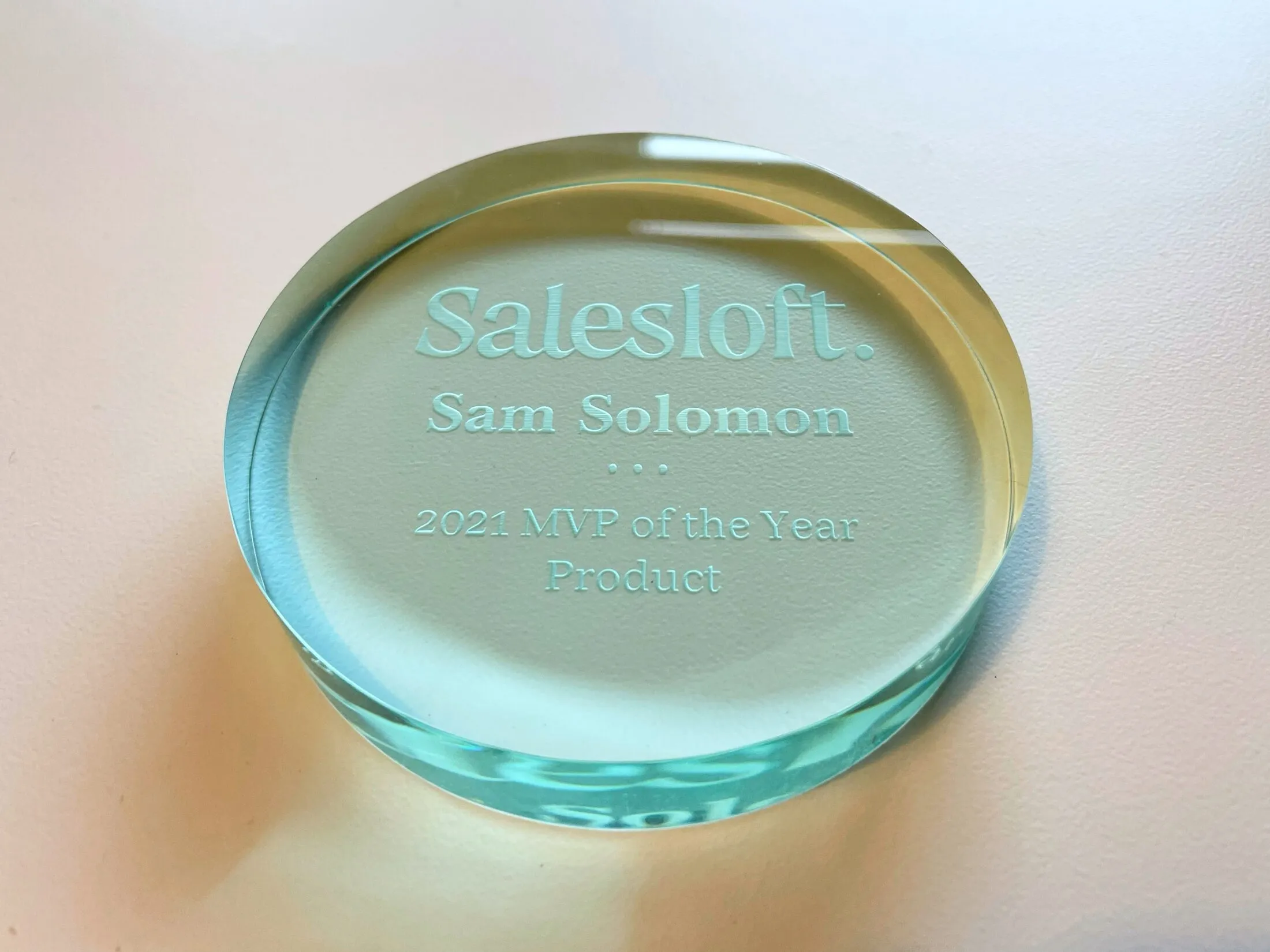 Sam Solomon, Salesloft's 2021 Product MVP of the Year.