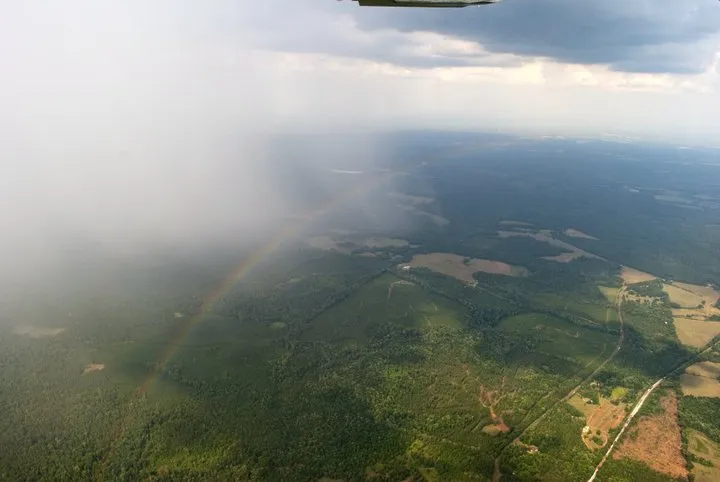 View of a rainbow from a plane.