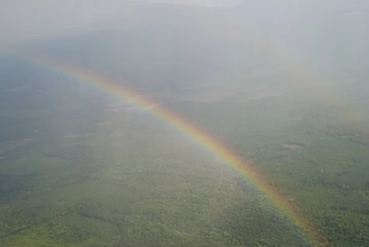 View of a rainbow from a plane.