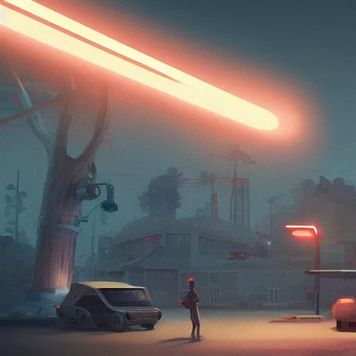 A glowing streak appears in the sky. A person watches it from below.