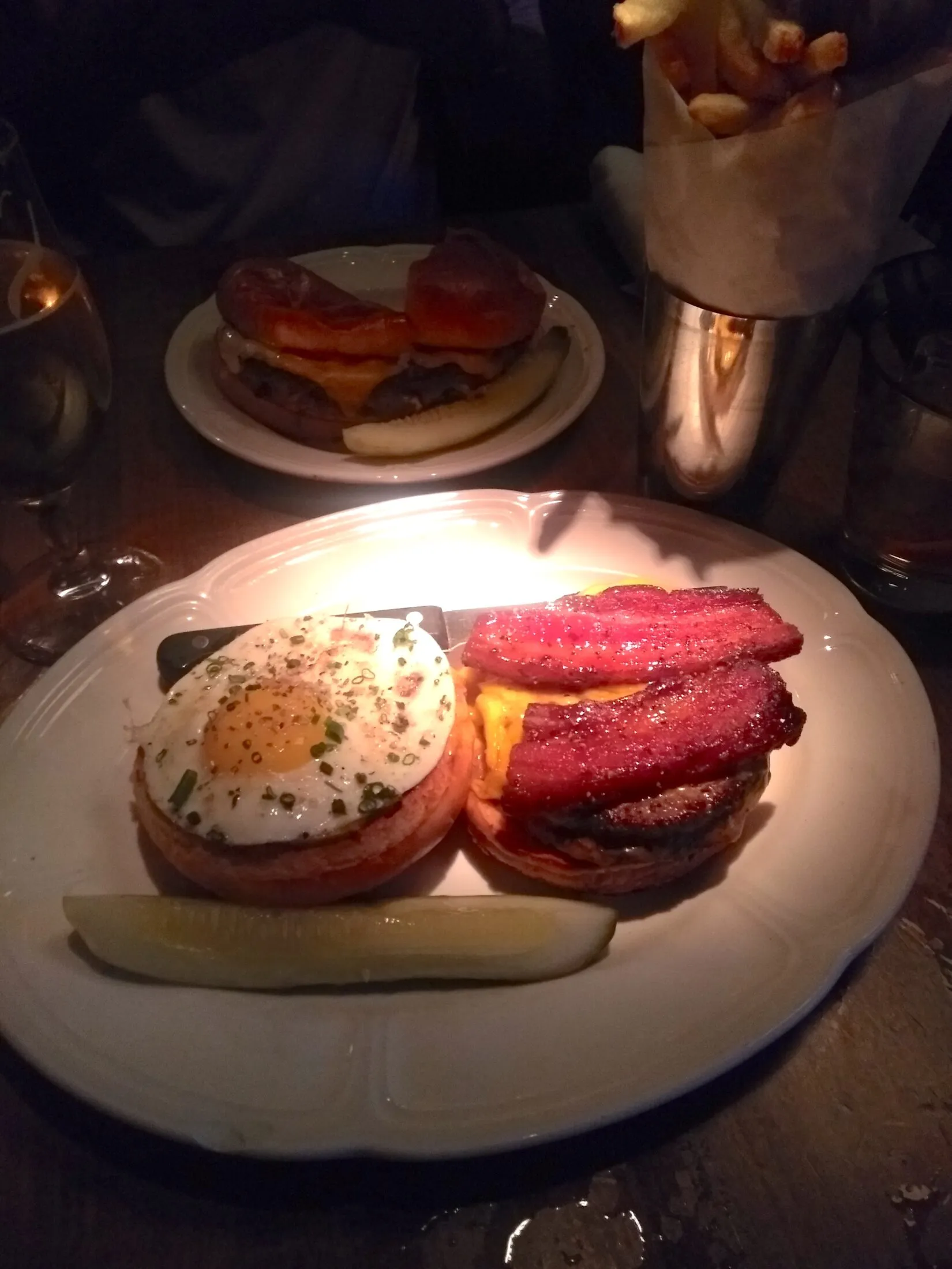 The Au Cheval Burger with thick-cut bacon and a fried egg.