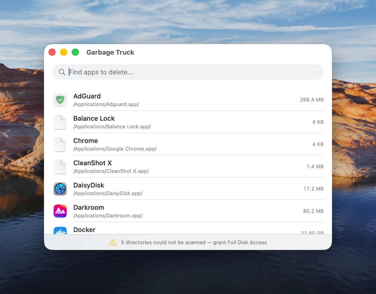Garbage Truck UI App List