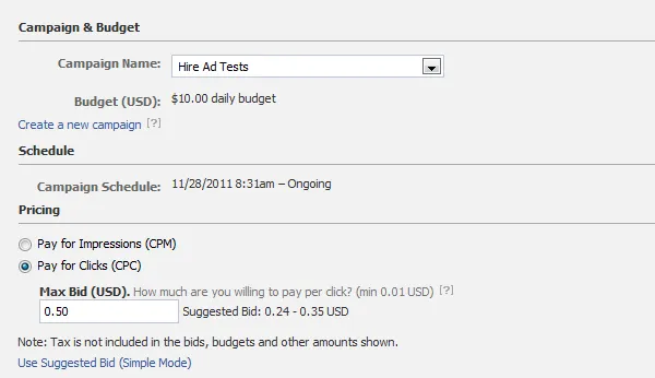 Facebook Hire Ad Campaign