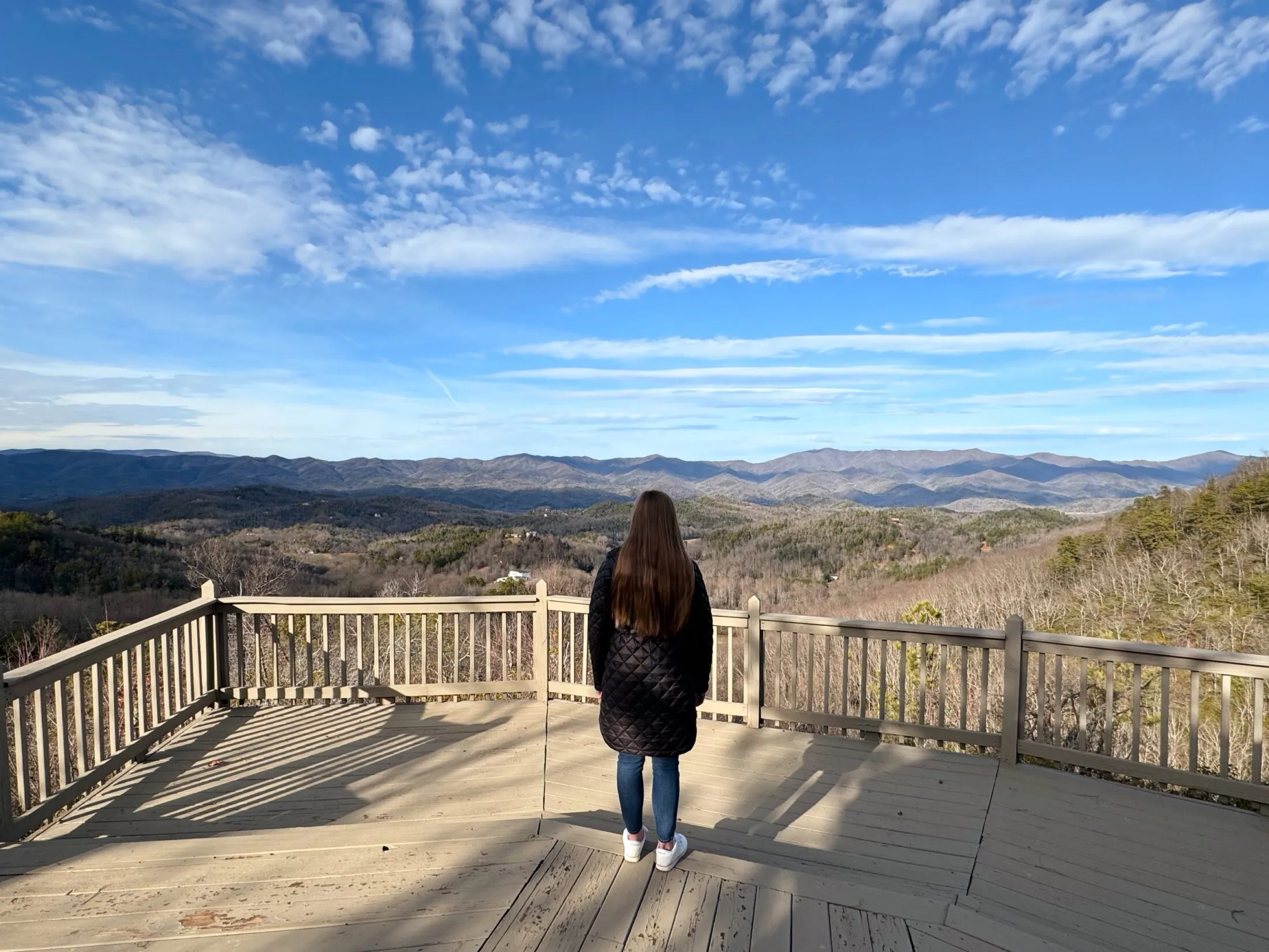 Holly standing at the Hawks Nest—Hawksdene, Andrews, NC