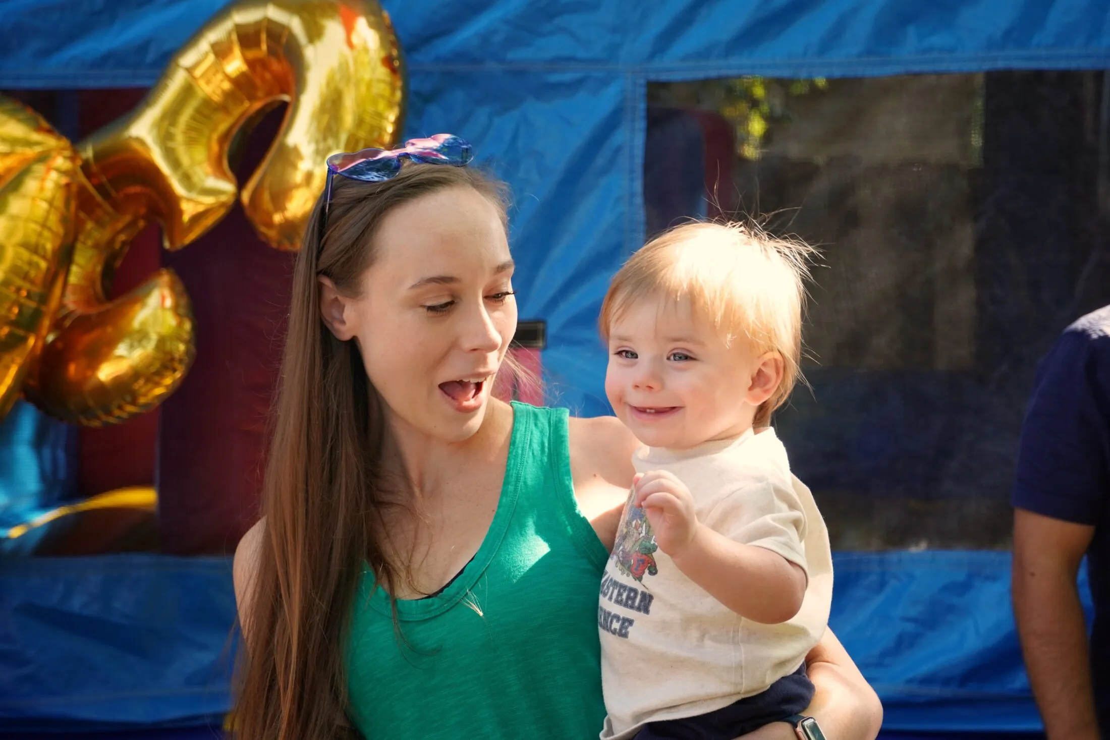 Holly playing with Henry
