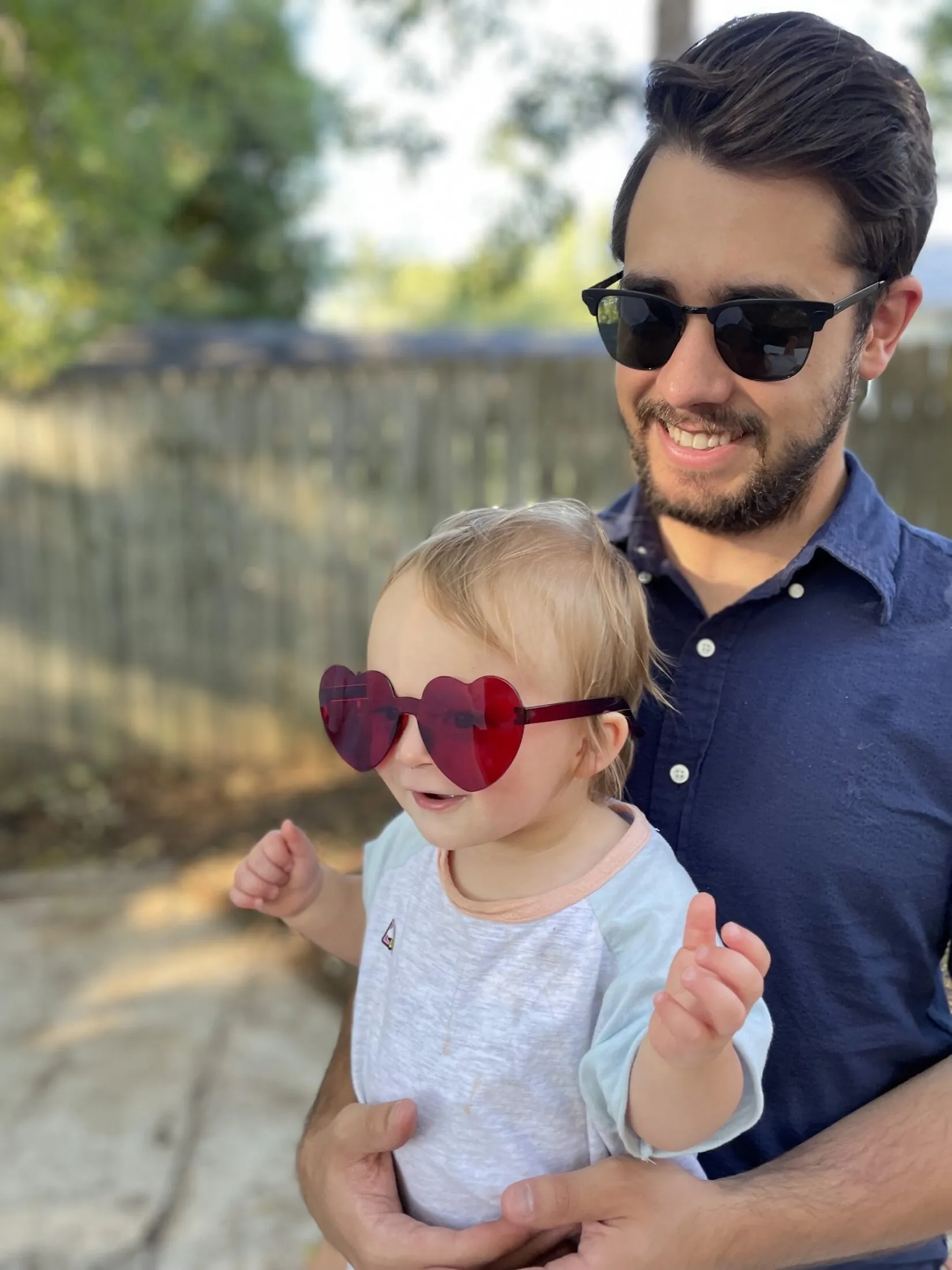 Baby Theo with his heart glasses.