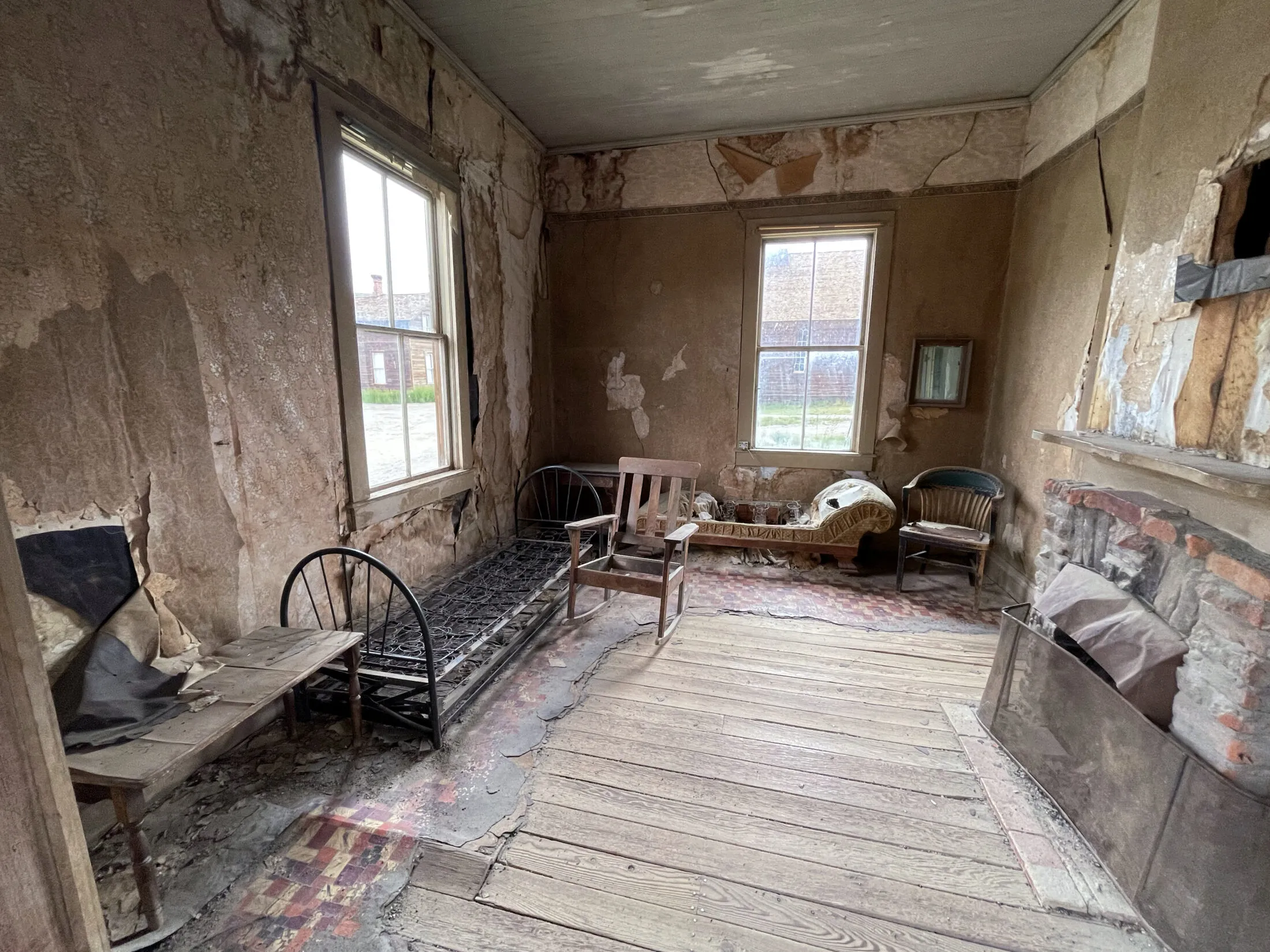 An old living room of a house in Bodie.