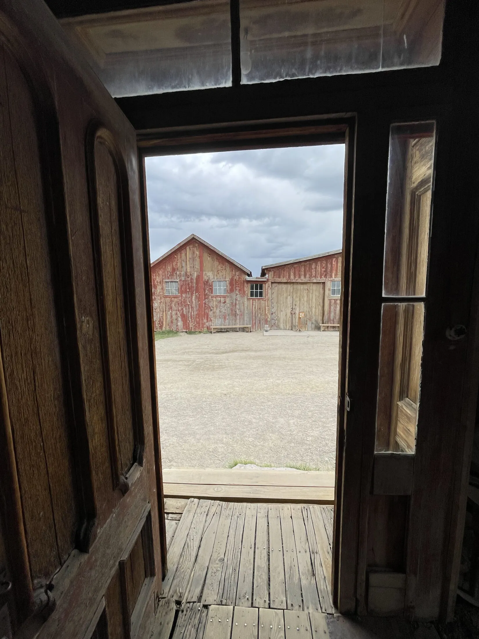 A doorframe looking outside.