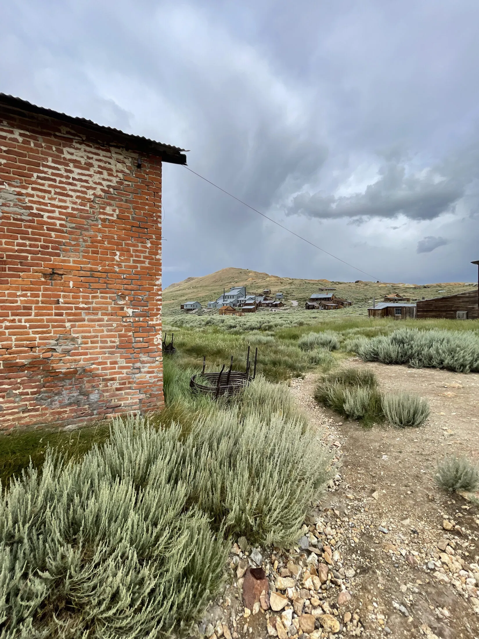 The old processing facilities in the distance.