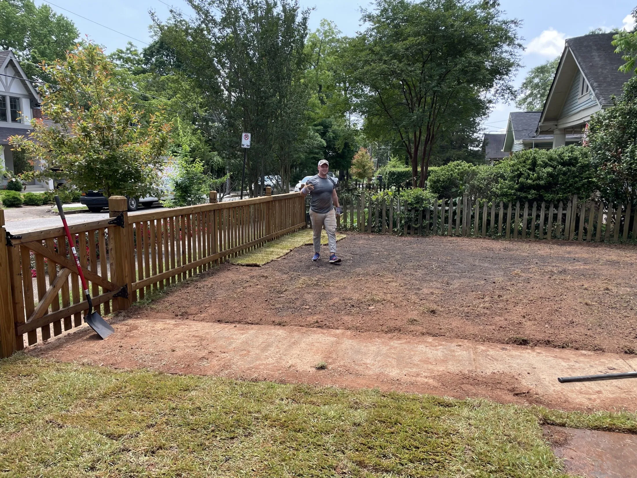 Ramsay helping me lay sod.