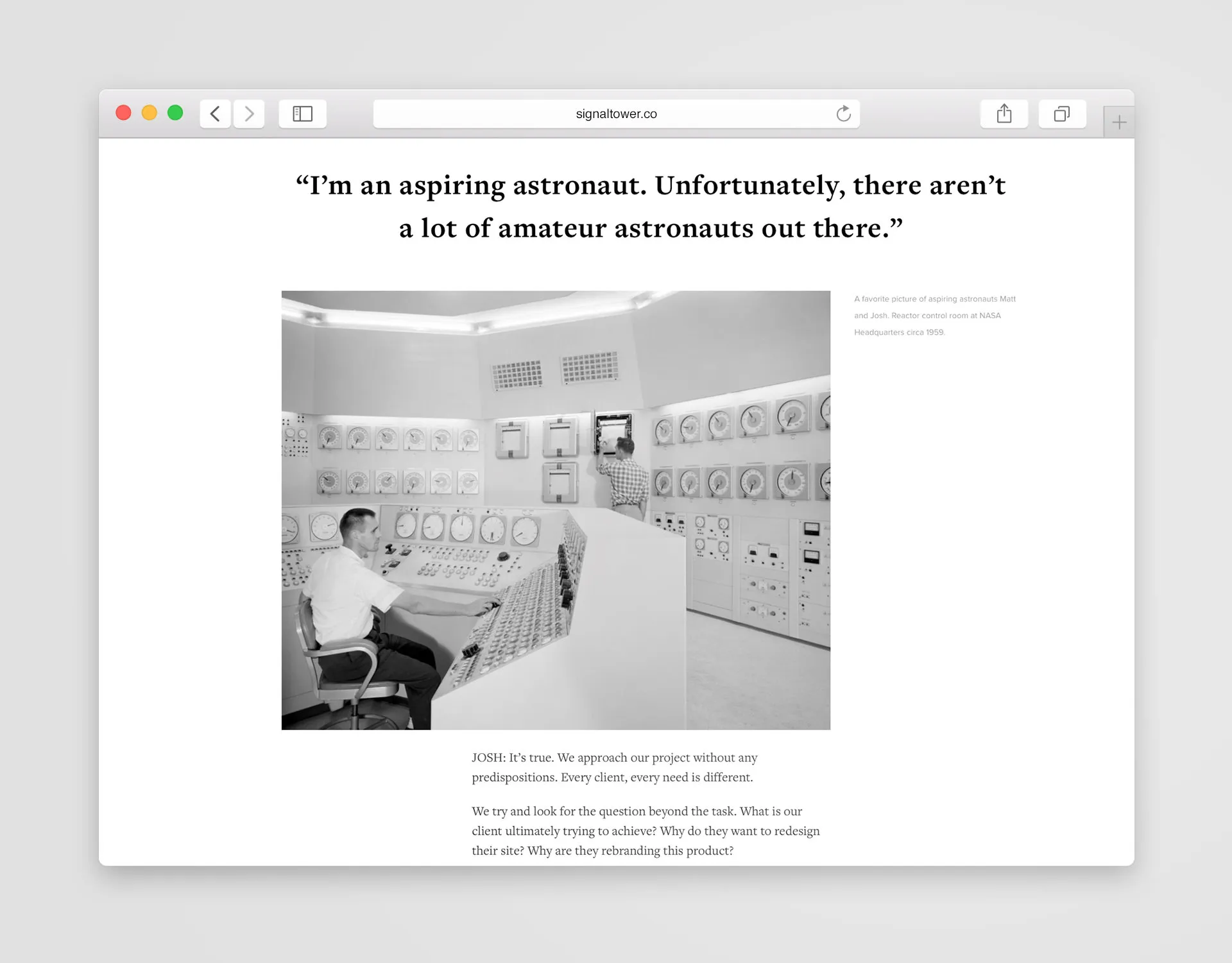 Signal Tower Interview Layout