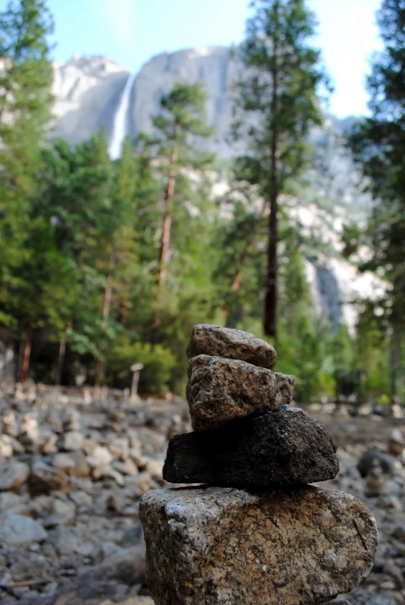 A stack of rocks used as a trail marker.