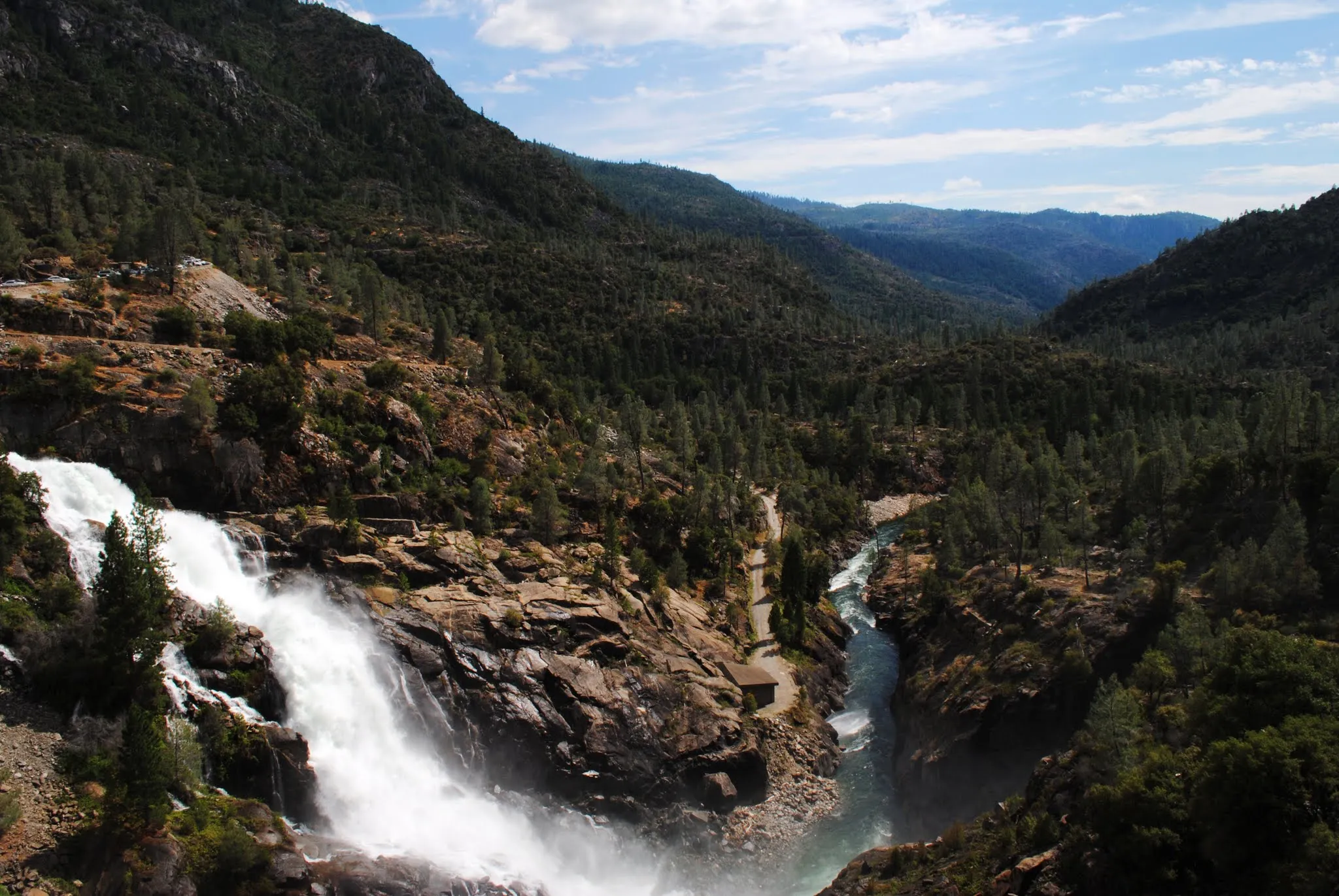 Side view of a water fall.