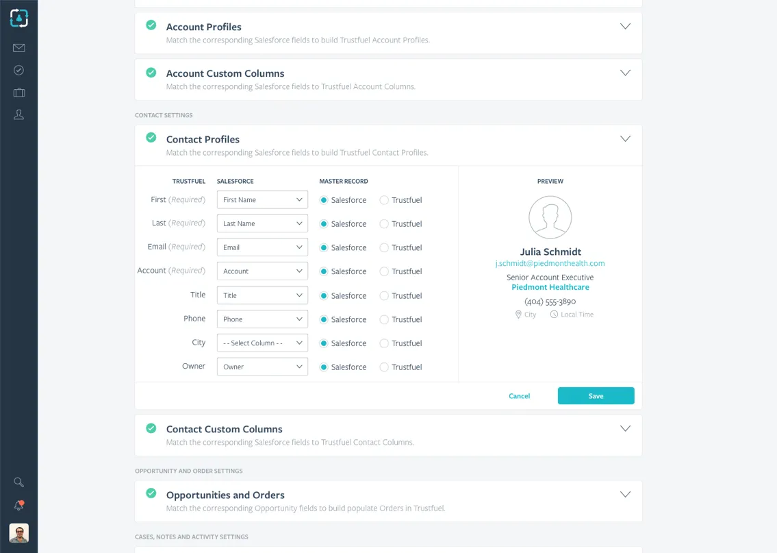 Contact Profile Mapping