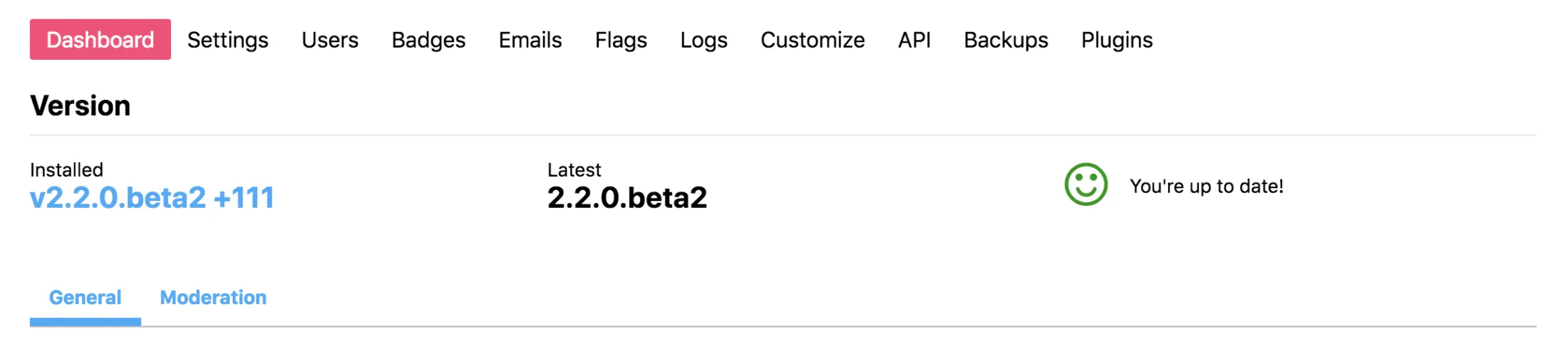 discourse version dashboard