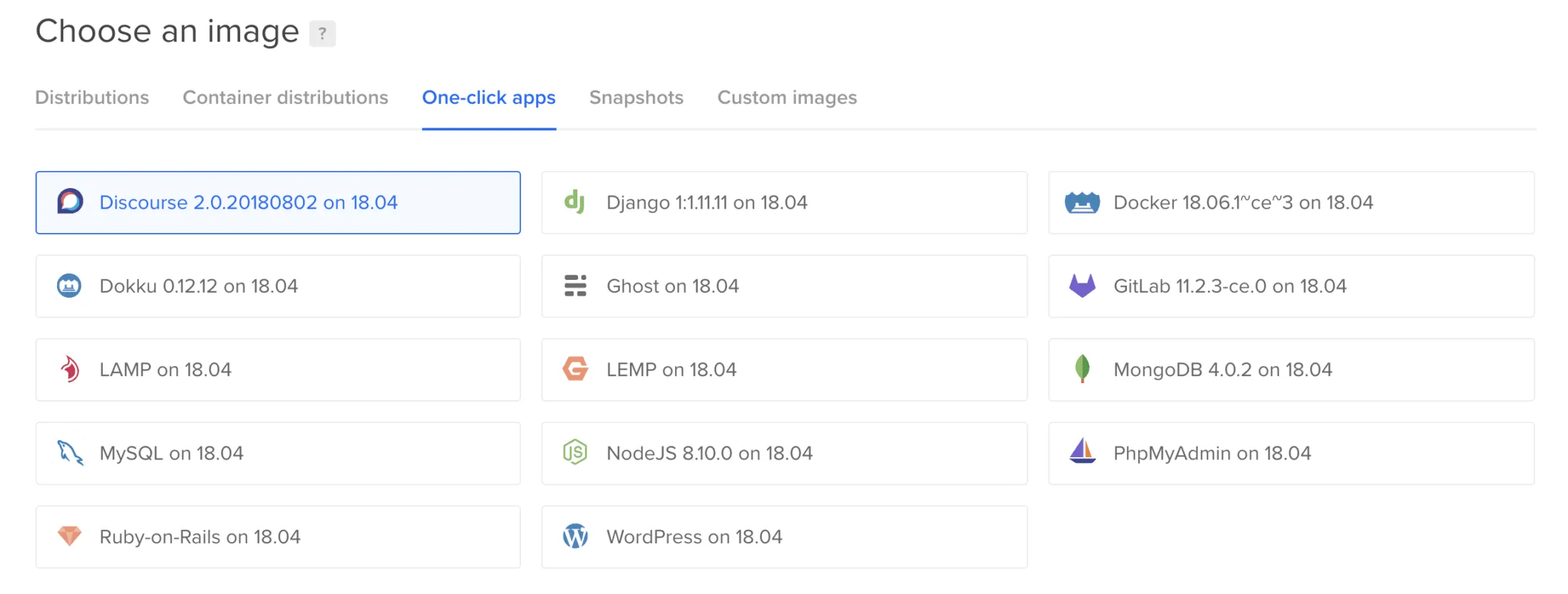 Images to install. Install discourse one-click app for Digital Ocean.