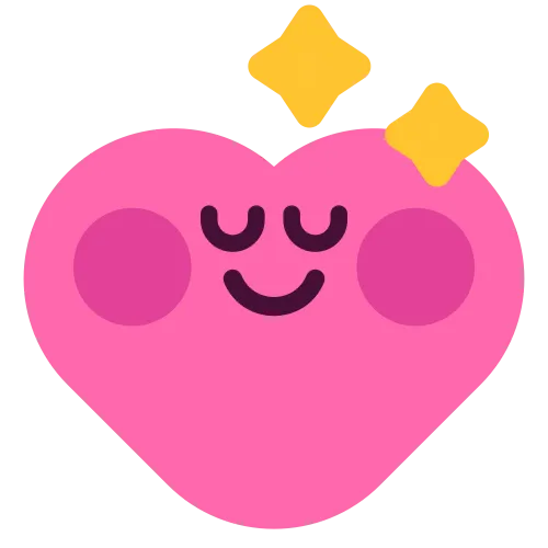 Cute illustration of a heart with a face blushing.