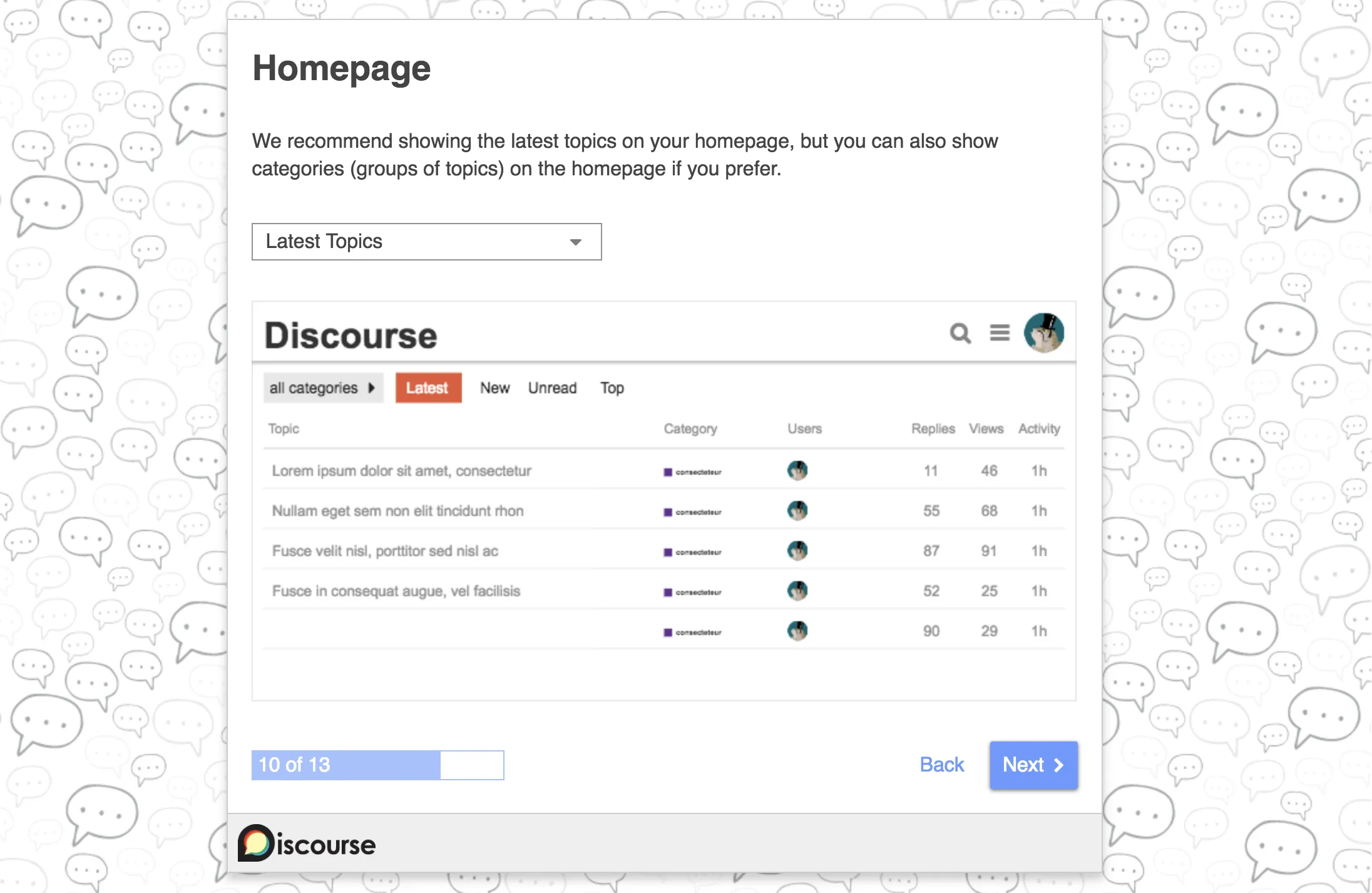 setup discourse homepage default