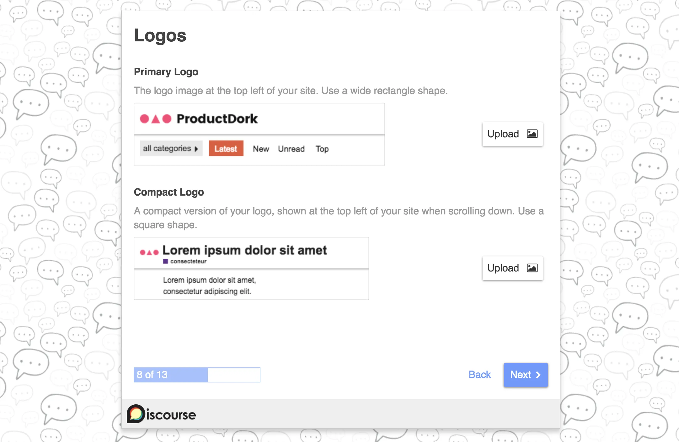 setup discourse logo and brand assets