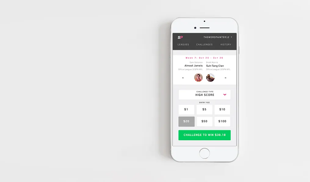 Shot of SidePrize on iPhone